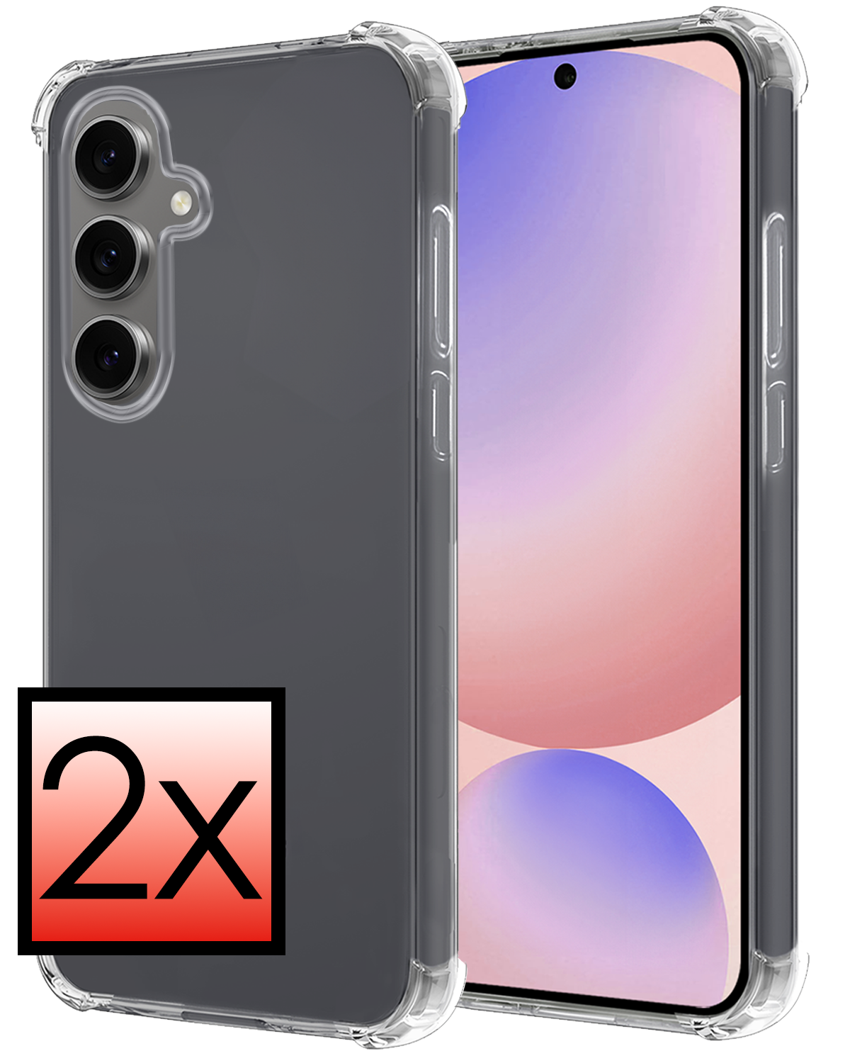 NoXx Hoes Geschikt voor Samsung S24 FE Hoesje Siliconen Cover Shock Proof Back Case Shockproof Hoes - Transparant - 2 PACK