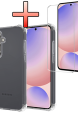 NoXx Hoes Geschikt voor Samsung S24 FE Hoesje Siliconen Cover Shock Proof Back Case Shockproof Hoes Met Screenprotector - Transparant