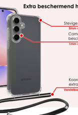 NoXx Hoes Geschikt voor Samsung S24 FE Hoesje Transparant Met Telefoonkoord Cover Shock Proof Case Koord Hoes