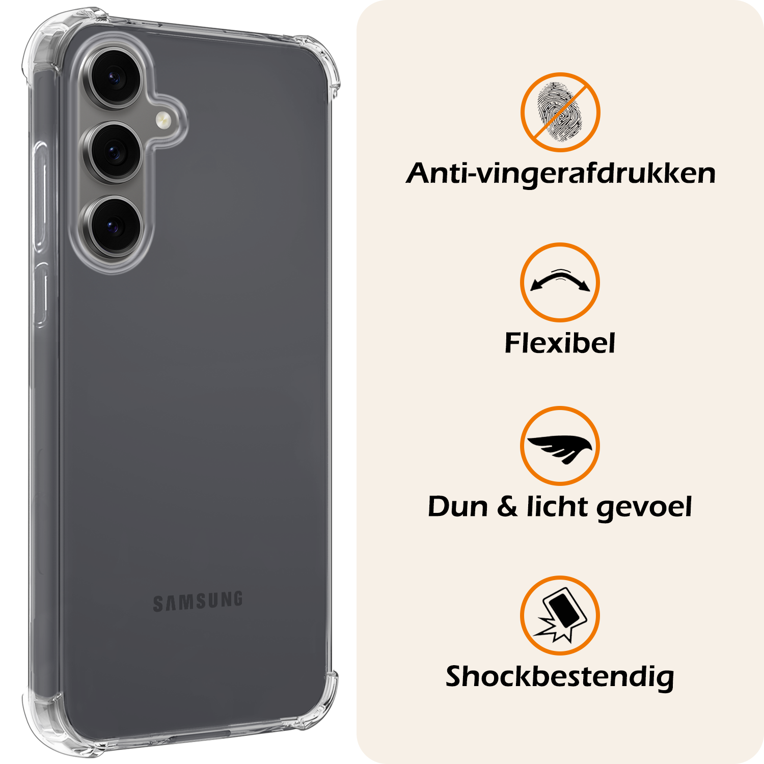 Nomfy Hoesje Geschikt voor Samsung S24 FE Hoesje Shock Proof Cover Case Shockproof - Hoes Geschikt voor Samsung Galaxy S24 FE Hoes Siliconen Back Case - Transparant - 2 PACK