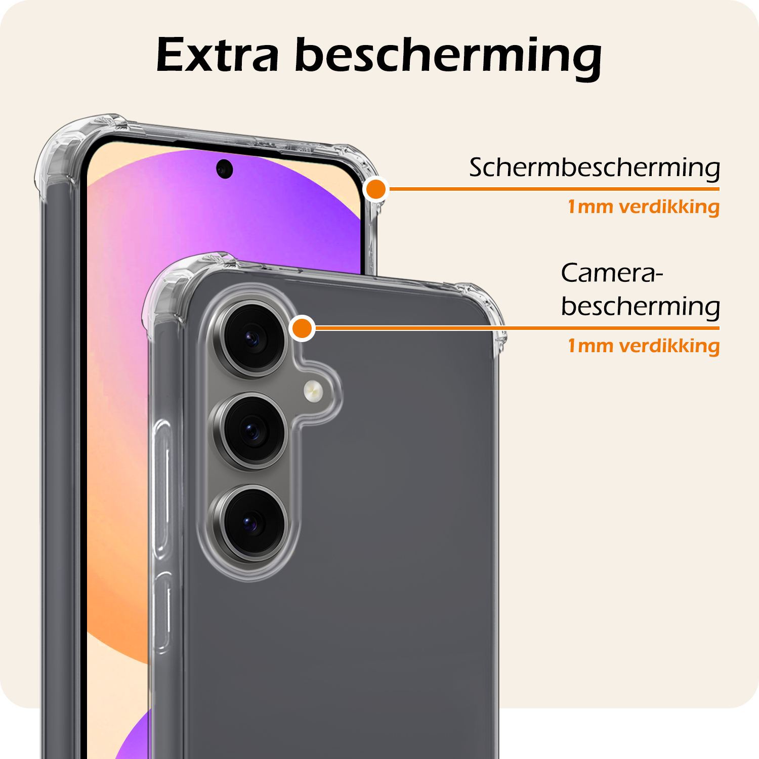 Nomfy Hoesje Geschikt voor Samsung S24 FE Hoesje Shock Proof Cover Case Shockproof - Hoes Geschikt voor Samsung Galaxy S24 FE Hoes Siliconen Back Case - Transparant - 2 PACK