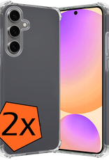 Nomfy Hoesje Geschikt voor Samsung S24 FE Hoesje Shock Proof Cover Case Shockproof - Hoes Geschikt voor Samsung Galaxy S24 FE Hoes Siliconen Back Case - Transparant - 2 PACK
