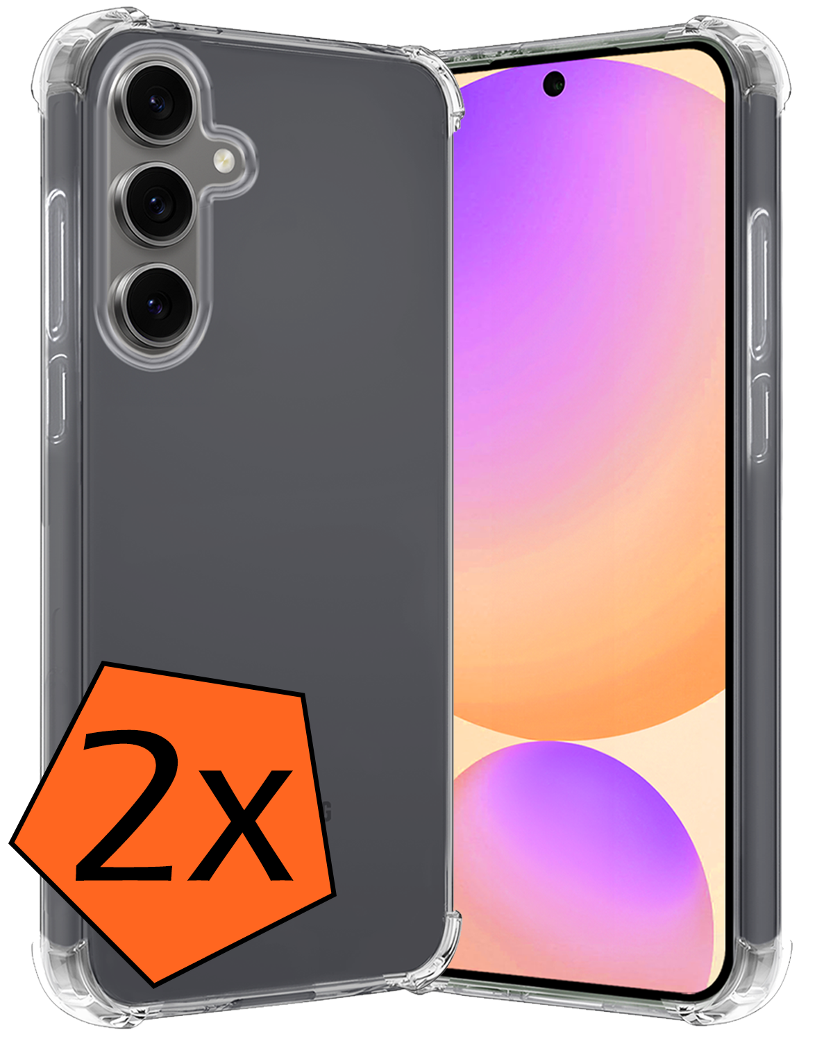 Nomfy Hoesje Geschikt voor Samsung S24 FE Hoesje Shock Proof Cover Case Shockproof - Hoes Geschikt voor Samsung Galaxy S24 FE Hoes Siliconen Back Case - Transparant - 2 PACK