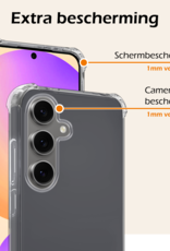 Nomfy Hoesje Geschikt voor Samsung S24 FE Hoesje Shock Proof Cover Case Shockproof Met Screenprotector - Hoes Geschikt voor Samsung Galaxy S24 FE Hoes Siliconen Back Case - Transparant