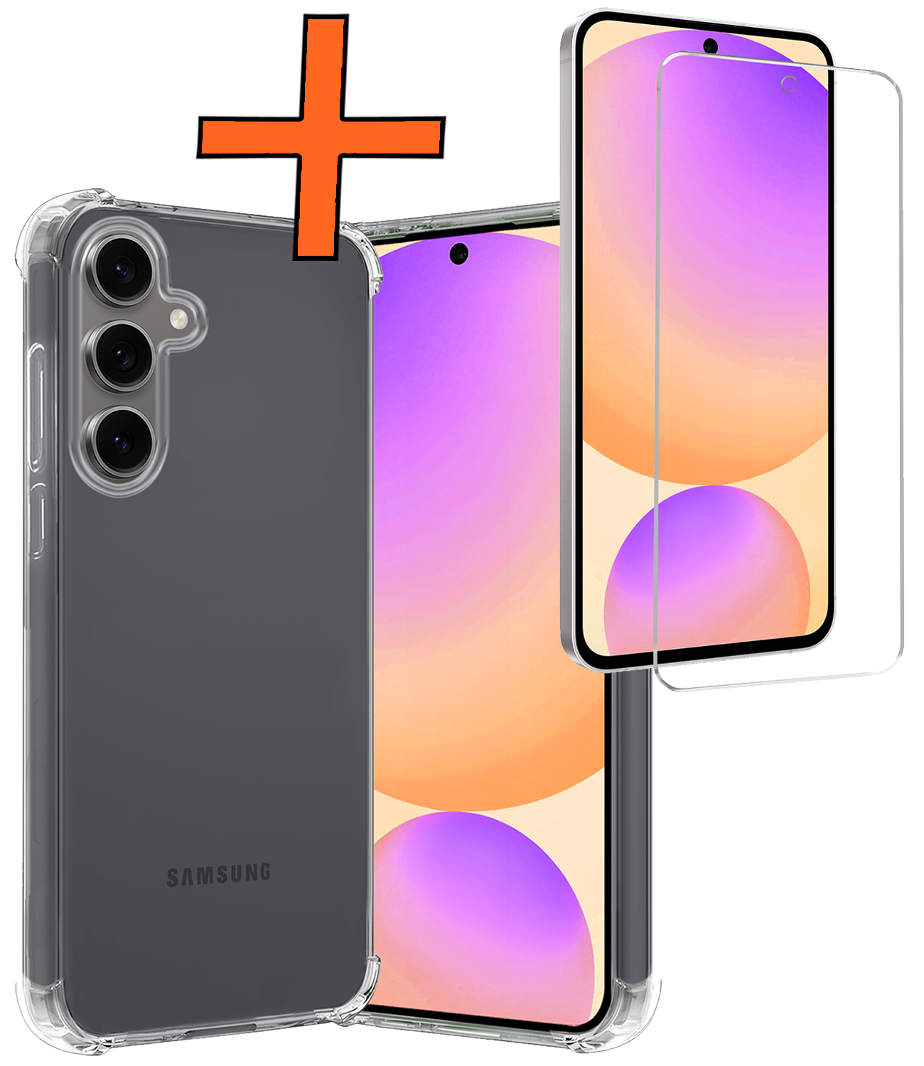 Nomfy Hoesje Geschikt voor Samsung S24 FE Hoesje Shock Proof Cover Case Shockproof Met Screenprotector - Hoes Geschikt voor Samsung Galaxy S24 FE Hoes Siliconen Back Case - Transparant