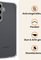 Nomfy Hoesje Geschikt voor Samsung S24 FE Hoesje Shock Proof Cover Case Shockproof Met 2x Screenprotector - Hoes Geschikt voor Samsung Galaxy S24 FE Hoes Siliconen Back Case - Transparant
