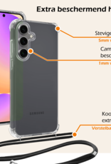 Nomfy Hoesje Geschikt voor Samsung S24 FE Hoesje Shock Proof Transparant Met Telefoonketting Case Shock Koord - Hoesje Geschikt voor Samsung Galaxy S24 FE Shock Proof Case Met Koord - Transparant