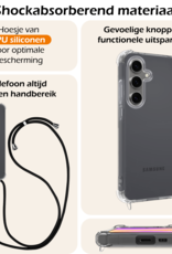 Nomfy Hoesje Geschikt voor Samsung S24 FE Hoesje Shock Proof Transparant Met Telefoonketting Case Shock Koord - Hoesje Geschikt voor Samsung Galaxy S24 FE Shock Proof Case Met Koord - Transparant