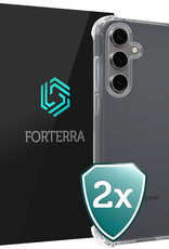 Forterra Hoesje Geschikt voor Samsung S24 FE Case Shockproof Siliconen Hoes - Hoes Geschikt voor Samsung Galaxy S24 FE Hoesje Shock Proof Back Cover - Transparant - 2 PACK