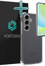 Forterra Hoesje Geschikt voor Samsung S24 FE Case Shockproof Siliconen Hoes Met Screenprotector - Hoes Geschikt voor Samsung Galaxy S24 FE Hoesje Shock Proof Back Cover - Transparant