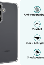 Forterra Hoesje Geschikt voor Samsung S24 FE Case Shockproof Siliconen Hoes Met 2x Screenprotector - Hoes Geschikt voor Samsung Galaxy S24 FE Hoesje Shock Proof Back Cover - Transparant