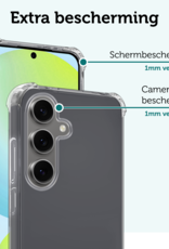 Forterra Hoesje Geschikt voor Samsung S24 FE Case Shockproof Siliconen Hoes Met 2x Screenprotector - Hoes Geschikt voor Samsung Galaxy S24 FE Hoesje Shock Proof Back Cover - Transparant