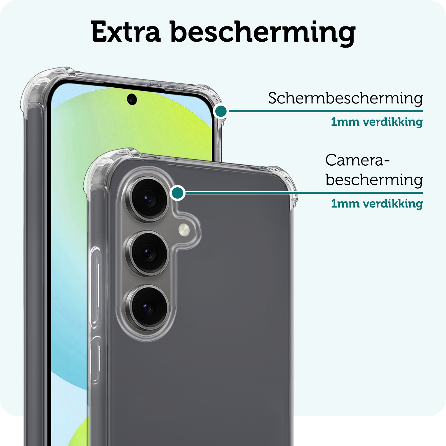 Forterra Hoesje Geschikt voor Samsung S24 FE Case Shockproof Siliconen Hoes Met 2x Screenprotector - Hoes Geschikt voor Samsung Galaxy S24 FE Hoesje Shock Proof Back Cover - Transparant