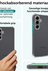 Forterra Hoesje Geschikt voor Samsung S24 FE Case Shockproof Siliconen Hoes Met 2x Screenprotector - Hoes Geschikt voor Samsung Galaxy S24 FE Hoesje Shock Proof Back Cover - Transparant