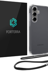 Forterra Hoesje Geschikt voor Samsung S24 FE Case Siliconen Hoes Met Koord - Hoes Geschikt voor Samsung Galaxy S24 FE Met Telefoonkoord Hoesje Back Cover - Transparant