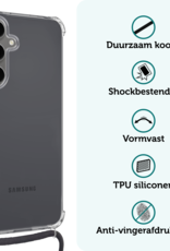Forterra Hoesje Geschikt voor Samsung S24 FE Case Siliconen Hoes Met Koord - Hoes Geschikt voor Samsung Galaxy S24 FE Met Telefoonkoord Hoesje Back Cover - Transparant