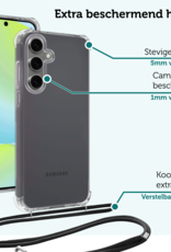 Forterra Hoesje Geschikt voor Samsung S24 FE Case Siliconen Hoes Met Koord - Hoes Geschikt voor Samsung Galaxy S24 FE Met Telefoonkoord Hoesje Back Cover - Transparant