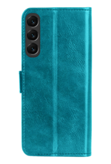 Forterra Hoesje Geschikt voor Samsung S24 FE Book Case Kunstleer Hoes Met 2x Screenprotector - Hoes Geschikt voor Samsung Galaxy S24 FE Hoesje Bookcase Met Pasjeshouder - Turquoise