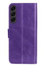 Forterra Hoesje Geschikt voor Samsung S24 FE Book Case Kunstleer Hoes Met 2x Screenprotector - Hoes Geschikt voor Samsung Galaxy S24 FE Hoesje Bookcase Met Pasjeshouder - Paars