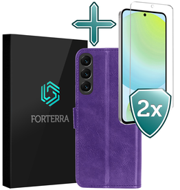 Forterra Forterra Samsung Galaxy S24 FE Hoesje Bookcase Met 2x Screenprotector - Paars