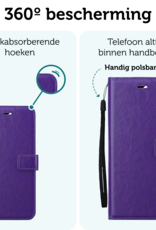Forterra Hoesje Geschikt voor Samsung S24 FE Book Case Kunstleer Hoes Met 2x Screenprotector - Hoes Geschikt voor Samsung Galaxy S24 FE Hoesje Bookcase Met Pasjeshouder - Paars