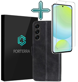 Forterra Forterra Samsung Galaxy S24 FE Hoesje Bookcase Met Screenprotector - Zwart