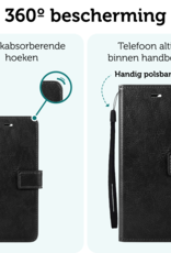 Forterra Hoesje Geschikt voor Samsung S24 FE Book Case Kunstleer Hoes Met Screenprotector - Hoes Geschikt voor Samsung Galaxy S24 FE Hoesje Bookcase Met Pasjeshouder - Zwart