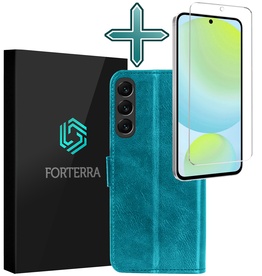 Forterra Forterra Samsung Galaxy S24 FE Hoesje Bookcase Met Screenprotector - Turquoise