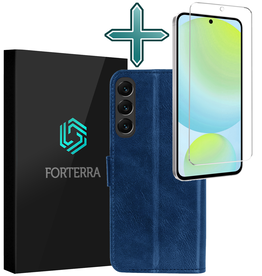 Forterra Forterra Samsung Galaxy S24 FE Hoesje Bookcase Met Screenprotector - Donkerblauw
