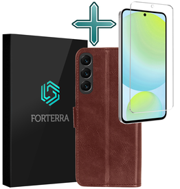 Forterra Forterra Samsung Galaxy S24 FE Hoesje Bookcase Met Screenprotector - Bruin