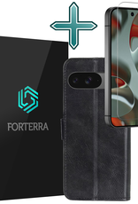 Forterra Hoesje Geschikt voor Google Pixel 9 Hoesje Book Case Hoes Portemonnee Cover Walletcase Met Screenprotector - Hoes Geschikt voor Google Pixel 9 Hoes Bookcase Hoesje - Zwart