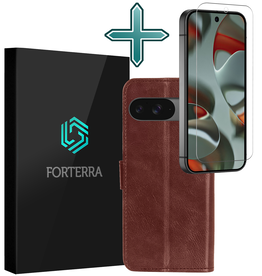 Forterra Forterra Google Pixel 9 Hoesje Bookcase Met Screenprotector - Bruin
