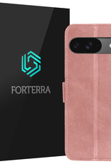 Forterra Hoesje Geschikt voor Google Pixel 9 Hoesje Book Case Hoes Portemonnee Cover Walletcase - Hoes Geschikt voor Google Pixel 9 Hoes Bookcase Hoesje - Rosé goud