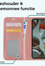Forterra Hoesje Geschikt voor Google Pixel 9 Hoesje Book Case Hoes Portemonnee Cover Walletcase - Hoes Geschikt voor Google Pixel 9 Hoes Bookcase Hoesje - Rosé goud