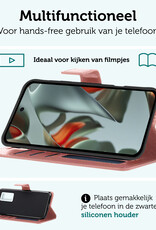 Forterra Hoesje Geschikt voor Google Pixel 9 Hoesje Book Case Hoes Portemonnee Cover Walletcase - Hoes Geschikt voor Google Pixel 9 Hoes Bookcase Hoesje - Rosé goud