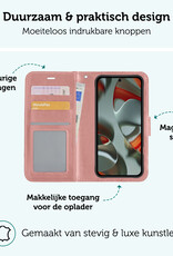 Forterra Hoesje Geschikt voor Google Pixel 9 Hoesje Book Case Hoes Portemonnee Cover Walletcase - Hoes Geschikt voor Google Pixel 9 Hoes Bookcase Hoesje - Rosé goud