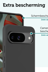 Forterra Hoesje Geschikt voor Google Pixel 9 Hoesje Siliconen Case Hoes Met 2x Screenprotector - Hoes Geschikt voor Google Pixel 9 Hoes Cover Case - Zwart