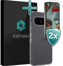 Forterra Forterra Google Pixel 9 Hoesje Siliconen Met 2x Screenprotector - Transparant