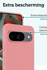 Forterra Hoesje Geschikt voor Google Pixel 9 Hoesje Siliconen Case Hoes Met 2x Screenprotector - Hoes Geschikt voor Google Pixel 9 Hoes Cover Case - Lichtroze