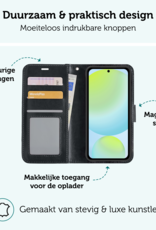 Forterra Hoesje Geschikt voor Samsung S24 FE Book Case Kunstleer Hoes - Hoes Geschikt voor Samsung Galaxy S24 FE Hoesje Bookcase Met Pasjeshouder - Zwart