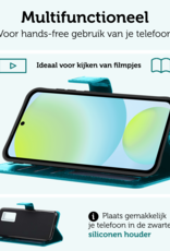 Forterra Hoesje Geschikt voor Samsung S24 FE Book Case Kunstleer Hoes - Hoes Geschikt voor Samsung Galaxy S24 FE Hoesje Bookcase Met Pasjeshouder - Turquoise