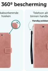 Forterra Hoesje Geschikt voor Samsung S24 FE Book Case Kunstleer Hoes - Hoes Geschikt voor Samsung Galaxy S24 FE Hoesje Bookcase Met Pasjeshouder - Rosé goud