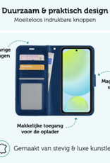 Forterra Hoesje Geschikt voor Samsung S24 FE Book Case Kunstleer Hoes - Hoes Geschikt voor Samsung Galaxy S24 FE Hoesje Bookcase Met Pasjeshouder - Donkerblauw