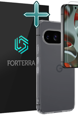 Forterra Hoesje Geschikt voor Google Pixel 9 Hoesje Siliconen Case Hoes Met Screenprotector - Hoes Geschikt voor Google Pixel 9 Hoes Cover Case - Transparant