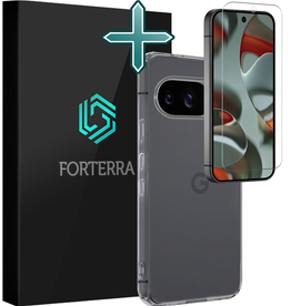 Forterra Forterra Google Pixel 9 Hoesje Siliconen Met Screenprotector - Transparant