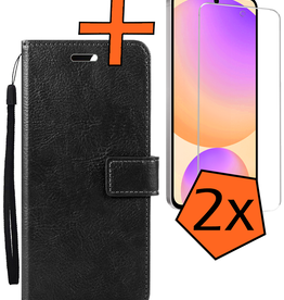 Nomfy Nomfy Samsung Galaxy S24 FE Hoesje Bookcase Met 2x Screenprotector - Zwart