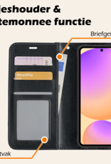 Nomfy Hoesje Geschikt voor Samsung S24 FE Hoes Bookcase Flipcase Book Cover Met 2x Screenprotector - Hoes Geschikt voor Samsung Galaxy S24 FE Hoesje Book Case - Zwart