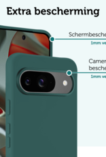 Forterra Hoesje Geschikt voor Google Pixel 9 Hoesje Siliconen Case Hoes - Hoes Geschikt voor Google Pixel 9 Hoes Cover Case - Donkergroen - 2 PACK