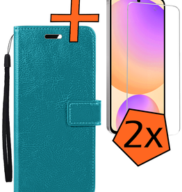 Nomfy Nomfy Samsung Galaxy S24 FE Hoesje Bookcase Met 2x Screenprotector - Turquoise