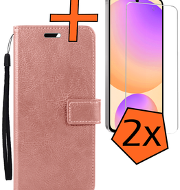 Nomfy Nomfy Samsung Galaxy S24 FE Hoesje Bookcase Met 2x Screenprotector - Rose Goud